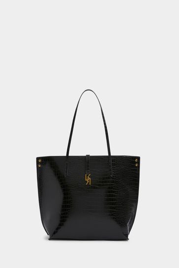 River Island Croc Effect Pinched Shopper Bag