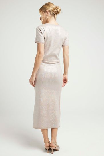 Buy River Island Blue Sequin Midi Skirt from Next Bulgaria
