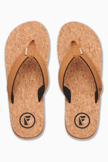 Foamlife Brown Mens Mully Cork Flip Flops
