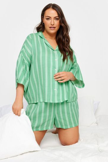 Buy Yours Curve Stripe Double Cloth Pyjamas Set from Next Bahrain