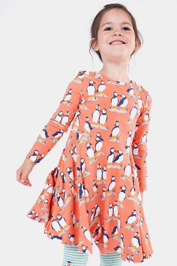 Frugi Pink Puffin Sofia Skater Dress
