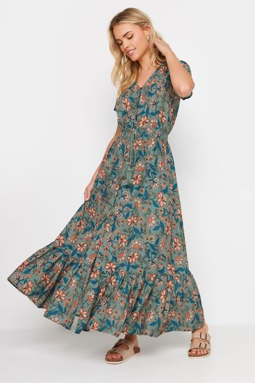 Buy PixieGirl Petite Blue Button Floral Maxi Dress from Next Bahrain
