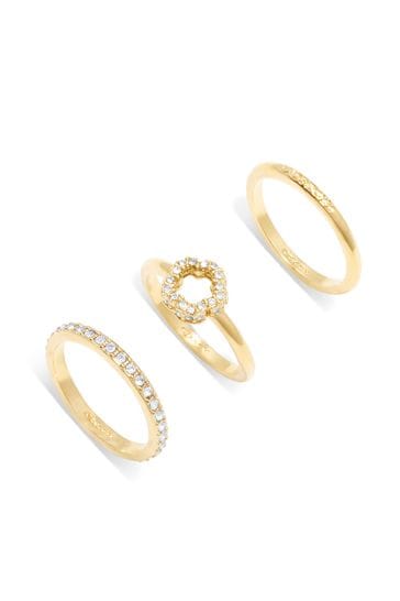 Buy COACH Gold Tone Signature Pave Tea Rose Ring Set from Next Netherlands