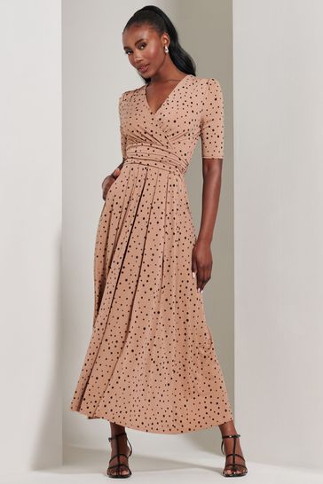Buy Jolie Moi Brown Navy Half Sleeve Jersey Maxi Dress from Next Bahrain