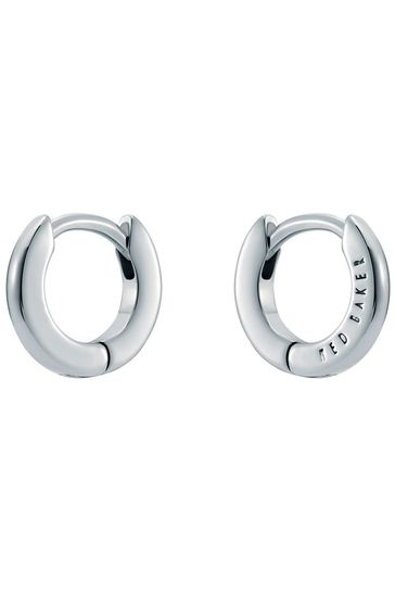 Ted Baker Silver Tone Crislie Logo Hoop Earrings