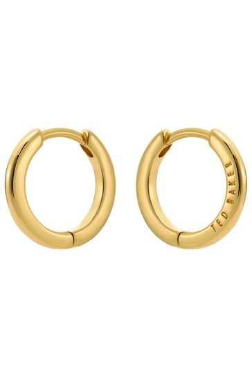 Ted Baker Gold Tone Crisele Logo Hoop Earrings