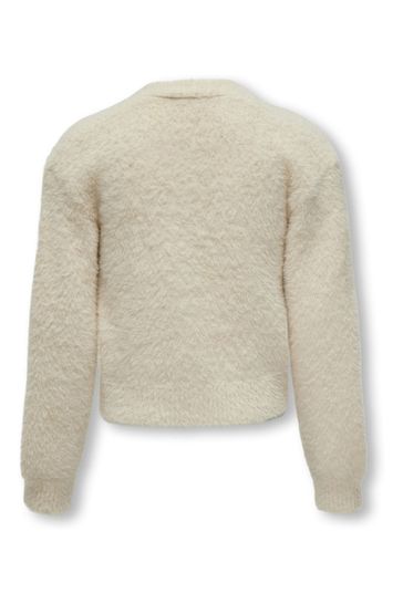 ONLY KIDS Button Up Fluffy White Cardigan