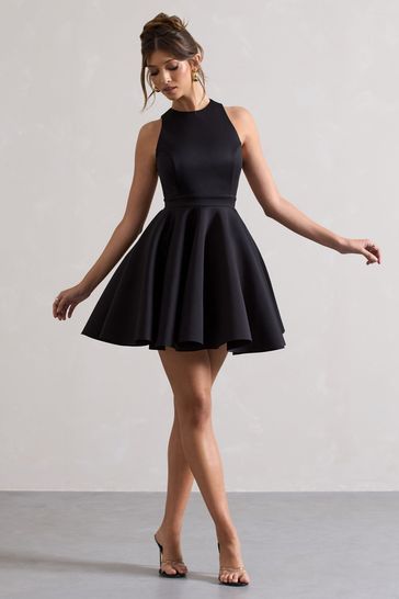 Buy Club L London Black Waverly Racer Neck Sleeveless Skater Mini Dress from Next Poland