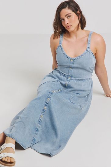 Buy Simply Be Blue Bow Back Denim Maxi Dress Made With 100 Tencel TM Lyocell from Next Bahrain