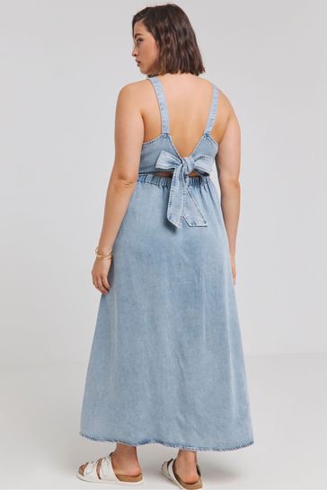Simply Be Tencel Denim Bow Back Denim Maxi Dress