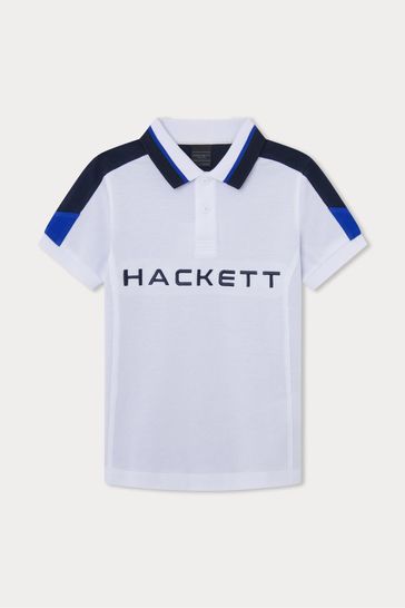 Hackett London Older Boys 100 Cotton White Polo Shirt