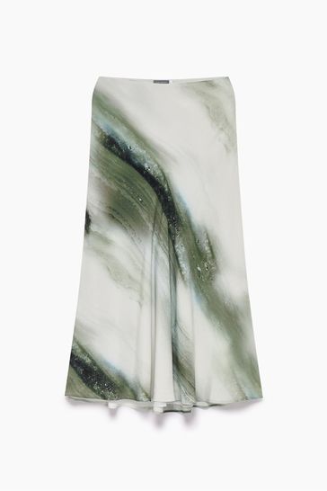 Mint Velvet Green Ombre Print Maxi Skirt