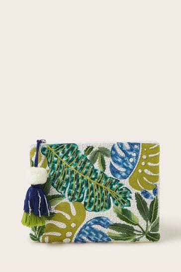 Buy Monsoon White Palm Beaded Clutch Bag from Next Netherlands