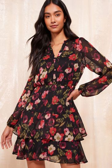 Buy Friends Like These Long Sleeve Printed Chiffon Mini Dress from Next Bahrain