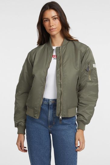 Buy GUESS JEANS Khaki Green Bomber Jacket from Next Netherlands