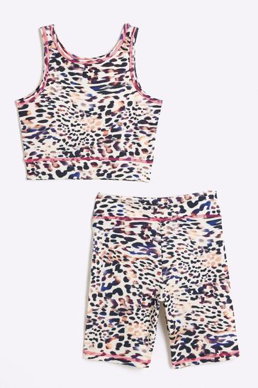 Buy River Island Girls Leopard Print 100 Cotton Crop Top and Shorts Set from the Laura Ashley online shop