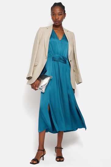 Buy Jigsaw Blue Hammered Satin Midi Dress from Next Poland
