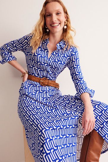 Buy Boden Blue Marcia Jersey Midi Shirt Dress from Next Bahrain