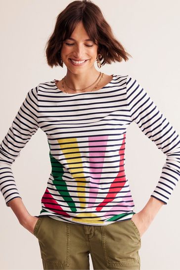 Buy Boden Natural Ella Long Sleeve Breton 100 Cotton Top from Next Bahrain