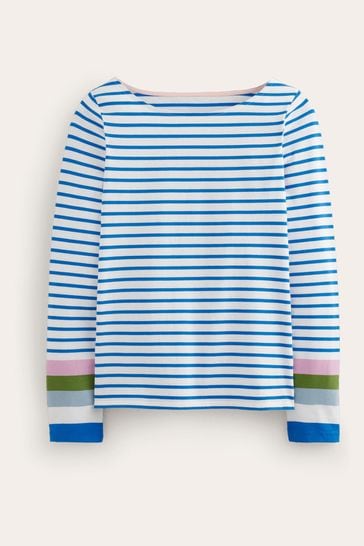 Buy Boden Blue Ella Long Sleeve Breton 100 Cotton Top from Next Bahrain