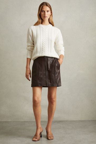 Burgundy leather skirt zip shop