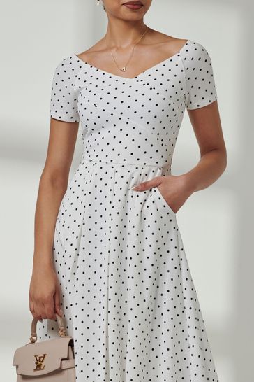 Buy Jolie Moi White Bardot Wrap Front Midi Dress from Next Bahrain