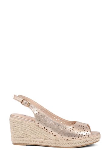 Pavers Gold Espadrille Wedge Sandals