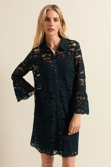 Buy Phase Eight Rojina Teal Lace Shirt Dress from Next Bahrain