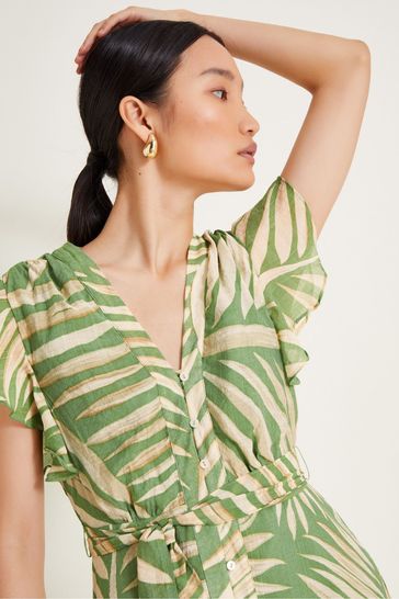 Monsoon Green Parmella Print Dress