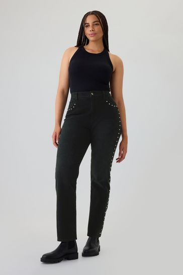 Buy Gap Black High Waisted Studded 90s Straight Jeans from Next Netherlands