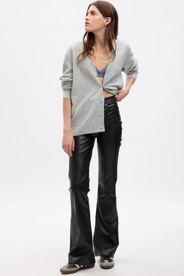 Buy Gap Black High Waisted Faux Leather 70s Flare Jeans from Next Hungary