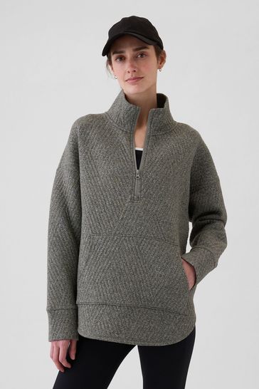 Buy Gap Grey Quilted Jacquard Half Zip Sweatshirt from Next Netherlands
