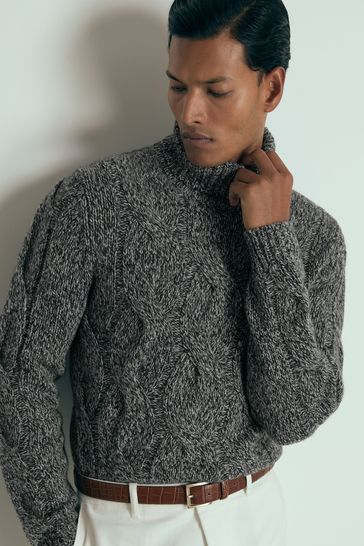 Buy Reiss Black White Richards Atelier Cabled Cashmere Roll Neck Jumper from Next Denmark