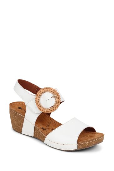 Buy Pavers White Leather Wedge Sandals from Next Egypt