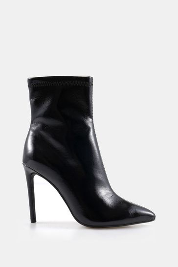 Buy Novo Black Crinkle Patent Wide Fit Katya Point Stiletto Ankle Boots from Next Netherlands