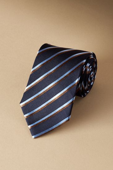 Navy Blue Stripe Signature Made In Italy Design Tie