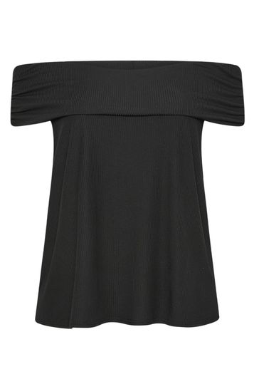 Buy Yours Curve Black Limited Deep Fold Bardot Top from Next Netherlands