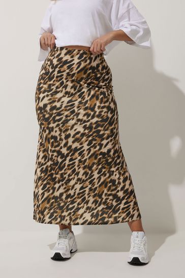 Buy Yours Curve Brown Limited Collection Leopard Print Maxi Skirt from Next Cyprus