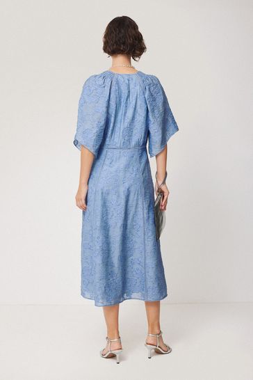Buy Jigsaw Blue Textured Jacquard Dress from Next Austria