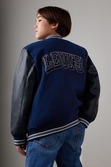 Levi s Blue Logo Varsity Bomber Jacket