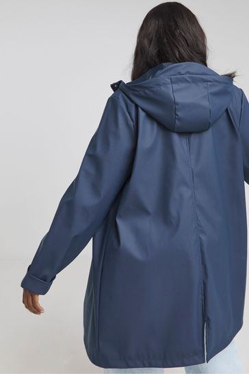 Simply Be Blue Rubberised Rain Mac Coat