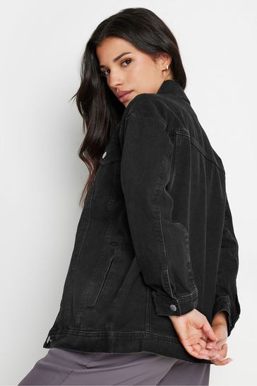 Petite black denim jacket sales