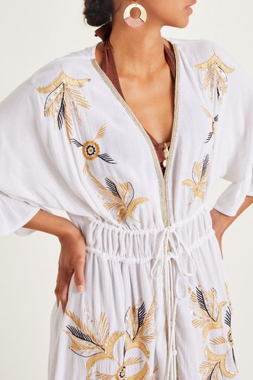Buy Monsoon White Jasmine Embroidered Kaftan Maxi Dress from Next Kuwait