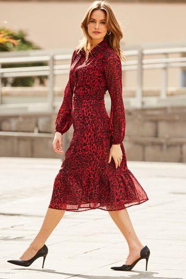Leopard midi shirt dress online