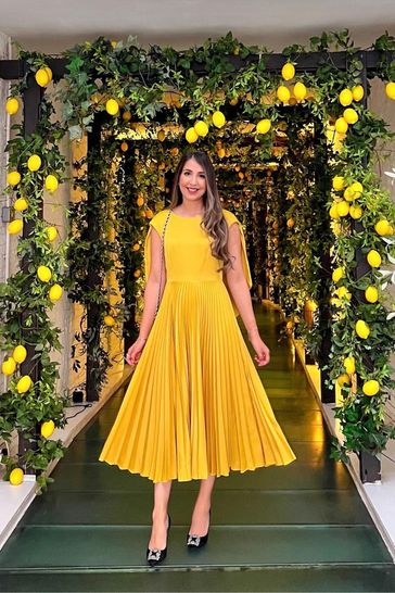 Buy Closet Yellow Gold Pleated Dress from Next Poland