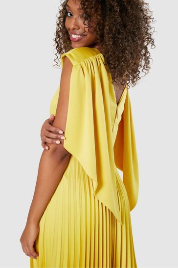 Closet gold pleated dress hot sale