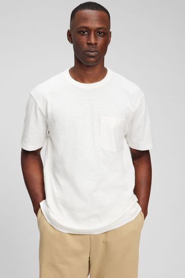 Buy Gap White Classic Fit Pocket T Shirt from Next Luxembourg