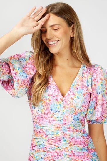 Buy Little Mistress Multi Spot Print Hastings Puff Sleeve Maxi