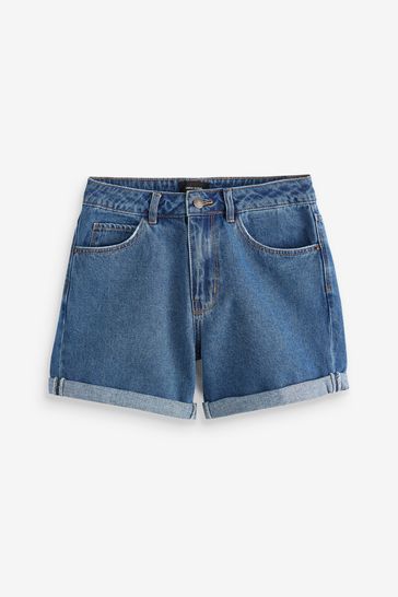 Vero Moda Blue High Waist Mom Denim Shorts