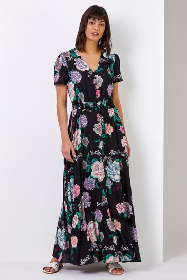 Buy Roman Floral Print Shirred Waist 